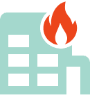 A building on fire showing an ability to replace or repair destroyed property with Business Owner's Policy Insurance.