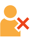 A person with an X next to them to symbol protection from wrongful termination, discipline or demotion with Employment Practices Liability insurance.